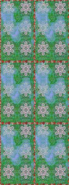 Modern stil dokusu. Çiçek desenli raster, yeşil ve mavi çizgi grafik deseni soyut raster arkaplan.