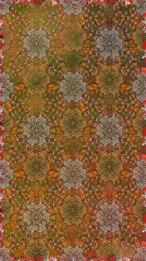 Kahverengi ve bej renkli çiçekler. Raster illüstrasyonunda kusursuz çiçek deseni.