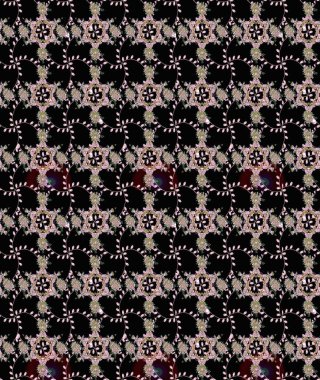 Robot resim. Şirin çiçek elementleri. Raster illüstrasyonu. Siyah renkte çiçekler.