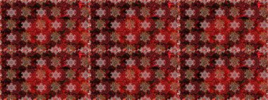 Halk tarzı. Modern çiçek arkaplanı. Parlak renkli çiçekleri ve kahverengi ve kırmızı renkte yaprakları olan harika, pürüzsüz çiçek deseni. Moda baskıları için zarif bir şablon.