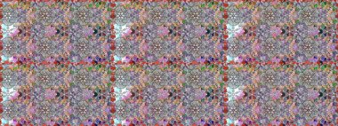 Kusursuz çiçek deseni. Düz Çiçek Elementleri Tasarımı. Asya tekstil tarzında. Renkli Bahar Temalı Kusursuz Arkaplan. Raster illüstrasyonu. Gri ve nötr renkte çiçekler.