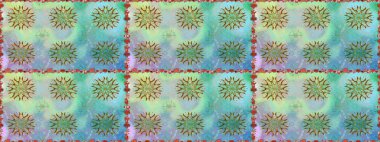 Mavi ve nötr renklerde Asya tekstil tarzında. Kusursuz çiçek deseni. Raster illüstrasyonu.