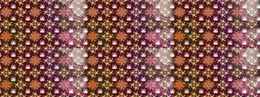 Düz Çiçek Elementleri Tasarımı. Raster illüstrasyonundaki çiçek desenli çizim. Mor renkli çiçekler. Renkli Bahar Teması çizim şablonu.