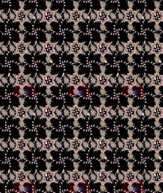 Robot resim. Şirin çiçek elementleri. Raster illüstrasyonu. Siyah renkte çiçekler.