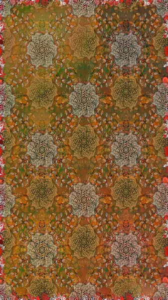 Kahverengi ve bej renkli çiçekler. Raster illüstrasyonunda kusursuz çiçek deseni.