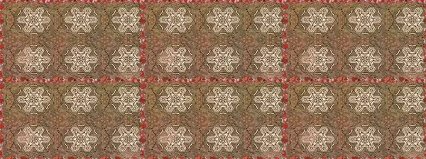 Küçük çiçekli kusursuz yay deseni. Raster illüstrasyonu. Suluboya tarzında kahverengi renkler üzerine.