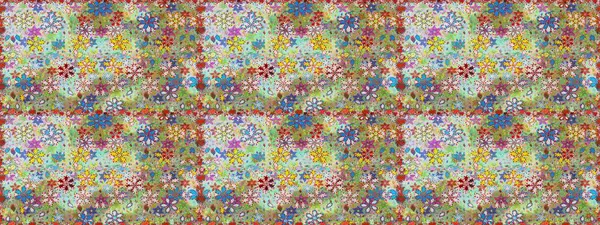 Sevimli çiçek raster deseni. Renkli Bahar Temalı Kusursuz Arkaplan. Düz Çiçek Elementleri Tasarımı. Tarafsız ve yeşil renkte çiçekler.