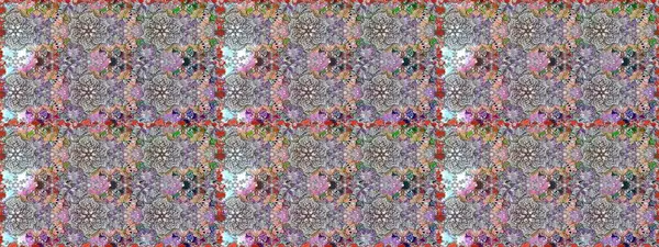 Kusursuz çiçek deseni. Düz Çiçek Elementleri Tasarımı. Asya tekstil tarzında. Renkli Bahar Temalı Kusursuz Arkaplan. Raster illüstrasyonu. Gri ve nötr renkte çiçekler.