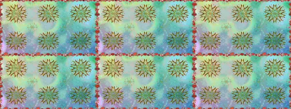 Mavi ve nötr renklerde Asya tekstil tarzında. Kusursuz çiçek deseni. Raster illüstrasyonu.