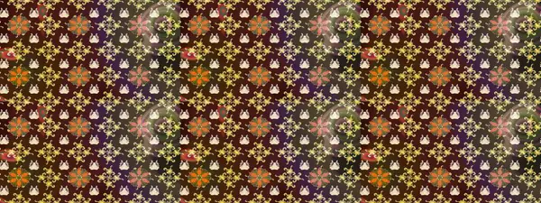 Renkli Yaz Temalı eskiz kalıbı. Kahverengi renkli çiçekler. Raster Illustrasyon 'daki Çiçek Deseni' nin son moda çizimi. Düz Çiçek Elementleri Tasarımı.