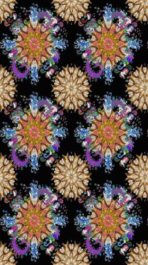 Çiçekli karalama şeklinde Raster çiçek deseni. Nazik, yaz çiçekleri siyah renklerde. Raster illüstrasyonu.