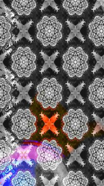 El çizimi çiçekli soyut çizim kalıbı. Raster illüstrasyonu. Gri renkli çiçekler.