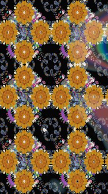 Çiçekli güzel suluboya desen. Raster illüstrasyonu. Siyah renklerde.