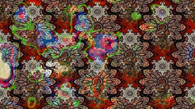 Düz Çiçek Elementleri Tasarımı. Kahverengi renkli çiçekler. Raster illüstrasyonundaki çiçek desenli çizim. Renkli Bahar Teması çizim şablonu.