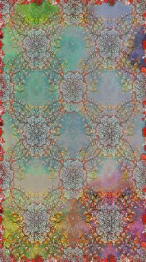 Raster illüstrasyonu. Tekstil ya da kitap kapakları, imalat, duvar kağıtları, baskı, hediye paketi ve yapıştırma kitabı için çiçeksiz arka plan. Küçük ölçekli çiçeklerdeki basit sevimli desen.