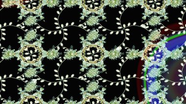 Raster deseni. Bahar çiçekleri dallı desen, siyah renkler çiçekli siluet..