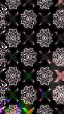 Kumaş desenli papatya çiçeği detayı. Siyah renkte çiçekler.