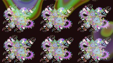 Küçük renkli çiçekler. Moda baskıları için zarif bir şablon. Gri çiçekli bahar çiçekleri. Motley illüstrasyonu. Küçük çiçekte şirin desenler.