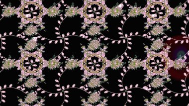 Robot resim. Şirin çiçek elementleri. Raster illüstrasyonu. Siyah renkte çiçekler.