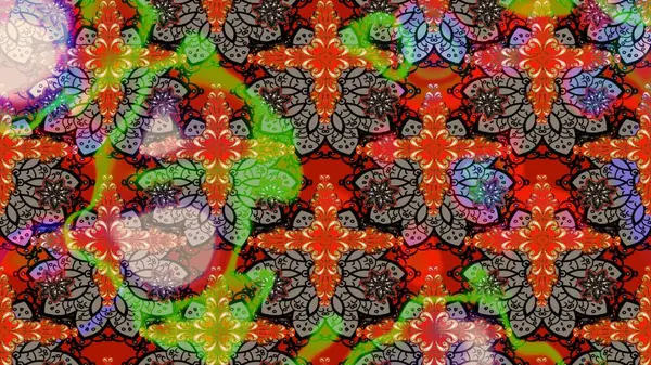 Raster - stok. Kahverengi çiçekli eskiz deseni, suluboya çiçek deseni, sevimli çiçek, duvar kağıdı, kart veya kumaş için fayanslı.