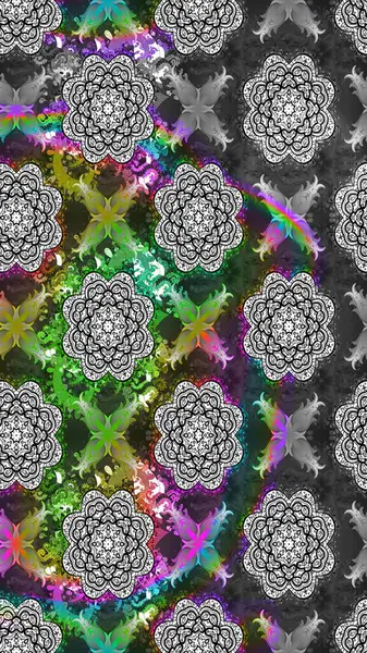 Çiçekli çiçek deseni, suluboya. Raster deseni. Süslü kumaş deseni.