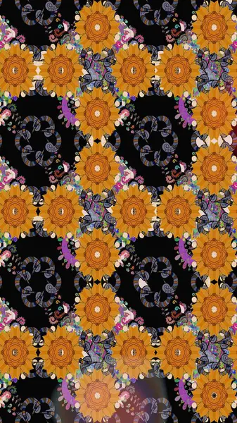 Nakış desenli çiçek deseni. Renkli grunge, soyut arkaplanı kolosiyah çiçeklerle süslüyor. İzler, kumaş, duvar kağıtları, tekstil için raster dokusu.