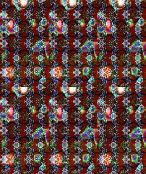 Raster illüstrasyonundaki çiçek desenli çizim. Güzel kumaş deseni. Raster illüstrasyonu. Kırmızı renklerde.