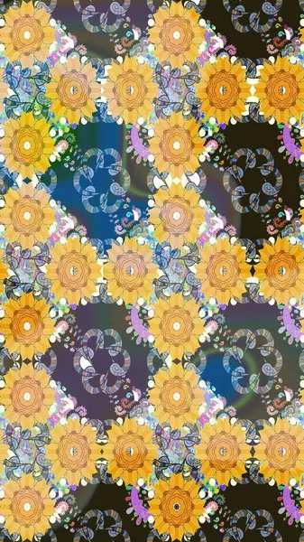 Çiçek sarısı çizim şekli. Raster çiçek izi. Klasik taslak çizimi.