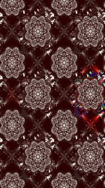 Varicolobrown Raster çizimi. Bir sürü kahverengi ve soyut çiçekli tropik eskiz deseni. Küçük çiçekte sevimli çiçek deseni var..