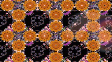Zentangle soyut çiçekleri. Düz Çiçek Elementleri Tasarımı. Karalama çiçeği. Renkli Bahar Teması eskiz kalıbı. Raster illüstrasyonu. Şirin kumaş deseni.