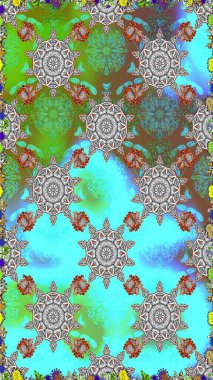 Çiçeklerle kusursuz desen. El çizimi. Mavi renkli çiçekler. Suluboya çizimi.