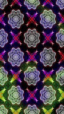 Parlak renkli çiçekli ve siyah yapraklı harika bir çiçek deseni. Moda baskıları için zarif bir şablon. Modern çiçek arkaplanı. Halk stili.