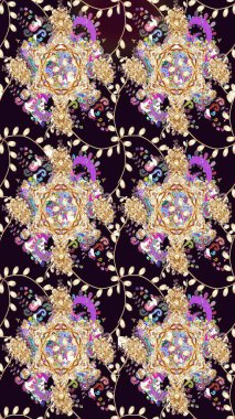 Raster güzel kumaş deseni çiziyor. Çiçek deseni. Düz Çiçek Elementleri Tasarımı. Renkli Bahar Teması çizim şablonu.