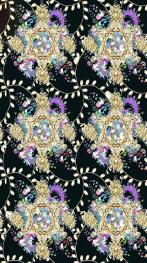 Ev dekoru. Paisley el çizimi elementler. Fantezi çiçekli eskiz deseni, doğal duvar kağıdı, çiçek desenli kıvrımlı illüstrasyon.