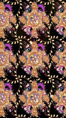 Düz Çiçek Elementleri Tasarımı. Renkli Bahar Teması eskiz kalıbı. Taslak desenli, modaya uygun kumaş deseni. Şirin çiçek elementleri. Raster illüstrasyonu.