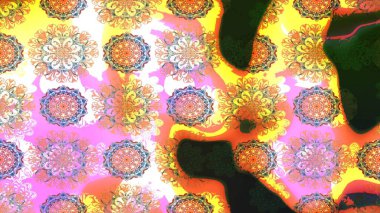 Suluboya çiçekli çiçek deseni. Raster illüstrasyonu. Pembe renkli Asya tekstili.