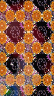 Turuncu renkli turuncu papatya deseni. Raster illüstrasyonu. Turuncu renklerde.