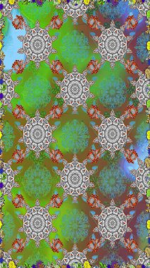 Raster çiçekli arka plan. Düz Çiçek Elementleri Tasarımı. Yazdır. Güzel, pürüzsüz bir desen. Renkli Yaz Temalı Kusursuz Arkaplan. Şirin kumaş deseni.