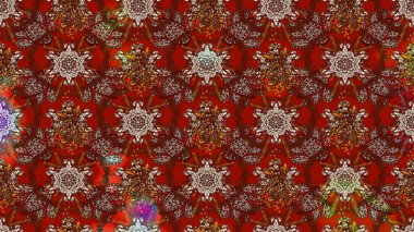 Kahverengi renkte çok kahverengi, zarif küçük çiçekler ve komik böcekler, raster desen, illüstrasyon.