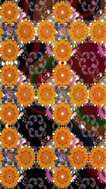 Sınır Kızılderili çiçekli paisley patten. Taslak süsleme izi. Etnik Mandala havlusu. Raster Henna tarzı. Tebrik kartı arkaplanı, boyama kitabı, arkaplan, tekstil için kullanılabilir.