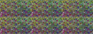 Raster illüstrasyonu. Yeşil ve gri renklerde. Yeşil ve gri renkte yeşil ve gri papatyalar..