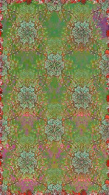 Raster - stok. Yeşil ve kahverengi çiçekli kusursuz desen, suluboya çiçek deseni, sevimli çiçek, duvar kağıdı, kart veya kumaş için fayanslı.