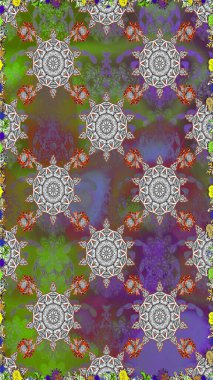 Raster illüstrasyonunda kusursuz çiçek deseni. Gri ve kahverengi renkte çiçekler.