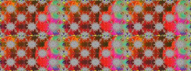 Raster illüstrasyonunda kusursuz çiçek deseni. Kahverengi ve gri renkte çiçekler.