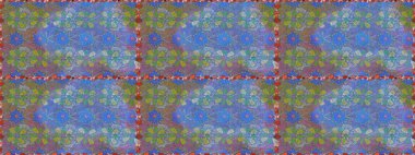 Düz Çiçek Elementleri Tasarımı. Renkli Bahar Temalı Kusursuz Arkaplan. Mavi ve gri renkte çiçekler. Raster illüstrasyonunda kusursuz çiçek deseni.