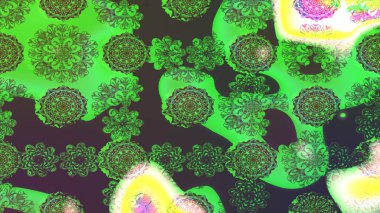 Çizim çiçek deseni duvar kâğıdı olarak kullanılabilir. Yeşil renkli çiçekler. Raster illüstrasyonu.