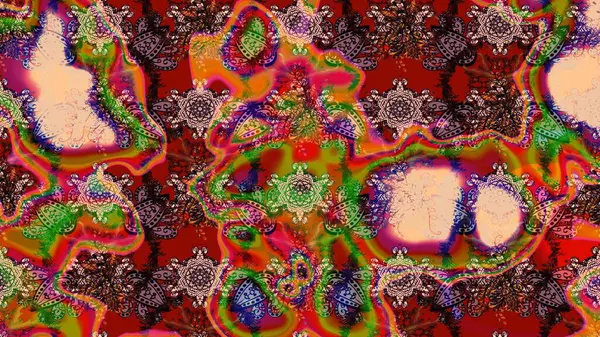 Düz Çiçek Elementleri Tasarımı. Güzel kumaş deseni. Raster Illustrasyon 'daki Çiçek Deseni' nin son moda çizimi. Renkli Yaz Teması çizim şablonu.