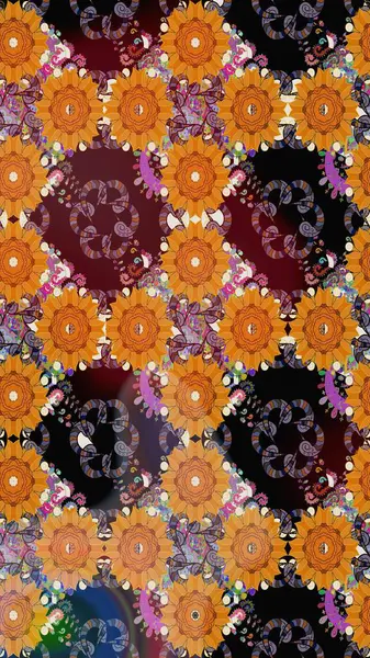 Turuncu renkli turuncu papatya deseni. Raster illüstrasyonu. Turuncu renklerde.