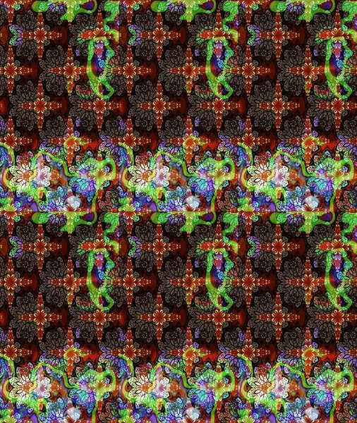 Çiçekli bahar çiçekleri. Robot resim. Küçük çiçekte güzel bir desen. Motley illüstrasyonu. Moda baskıları için zarif bir şablon. Küçük renkli çiçekler..