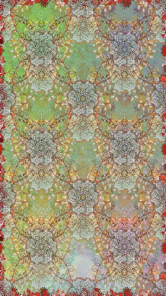 Raster illüstrasyonu. Düz Çiçek Elementleri Tasarımı. Renkli Bahar Temalı Kusursuz Arkaplan. Tarafsız ve gri renklerde zarif çiçekli suluboya.